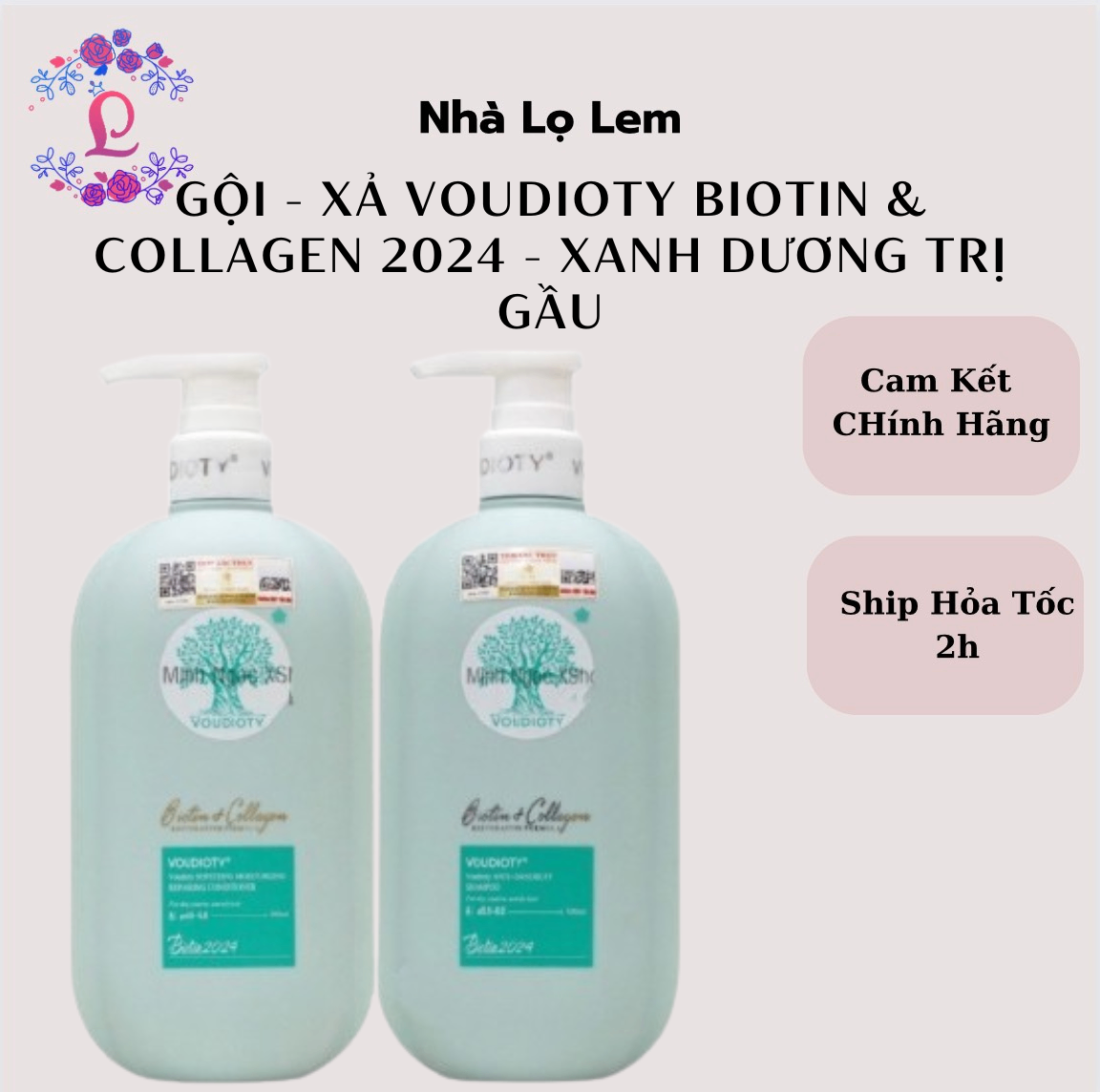 GỘI - XẢ VOUDIOTY BIOTIN & COLLAGEN 2024 - XANH DƯƠNG TRỊ GẦU