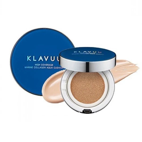 PHẤN NƯỚC KLAVUU BLUE PEARLSATION HIGH COVERAGE MARINE COLLAGEN AQUA CUSHION HÀN 15G - XANH