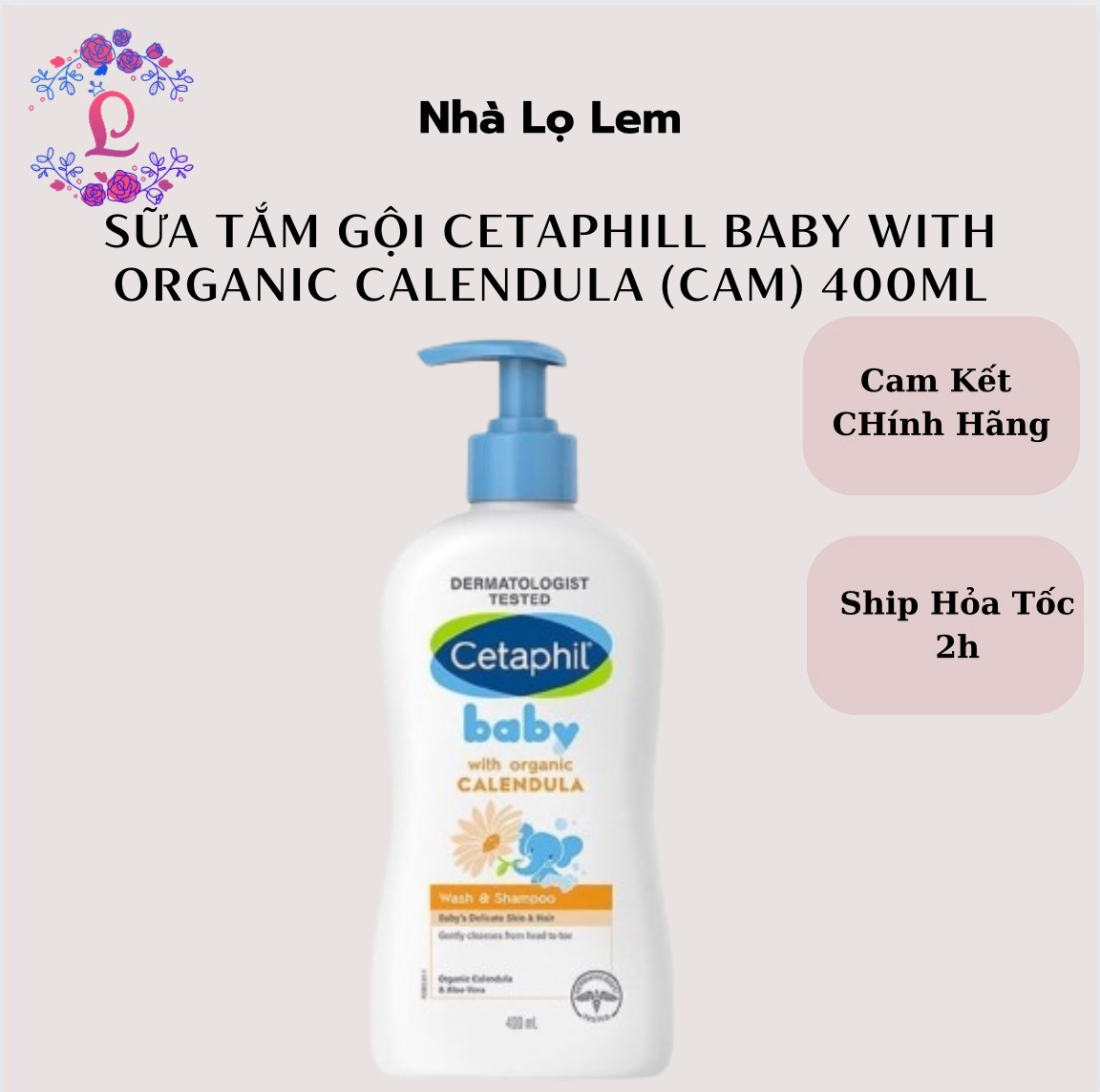 SỮA TẮM GỘI CETAPHILL BABY WITH ORGANIC CALENDULA (CAM) 400ML