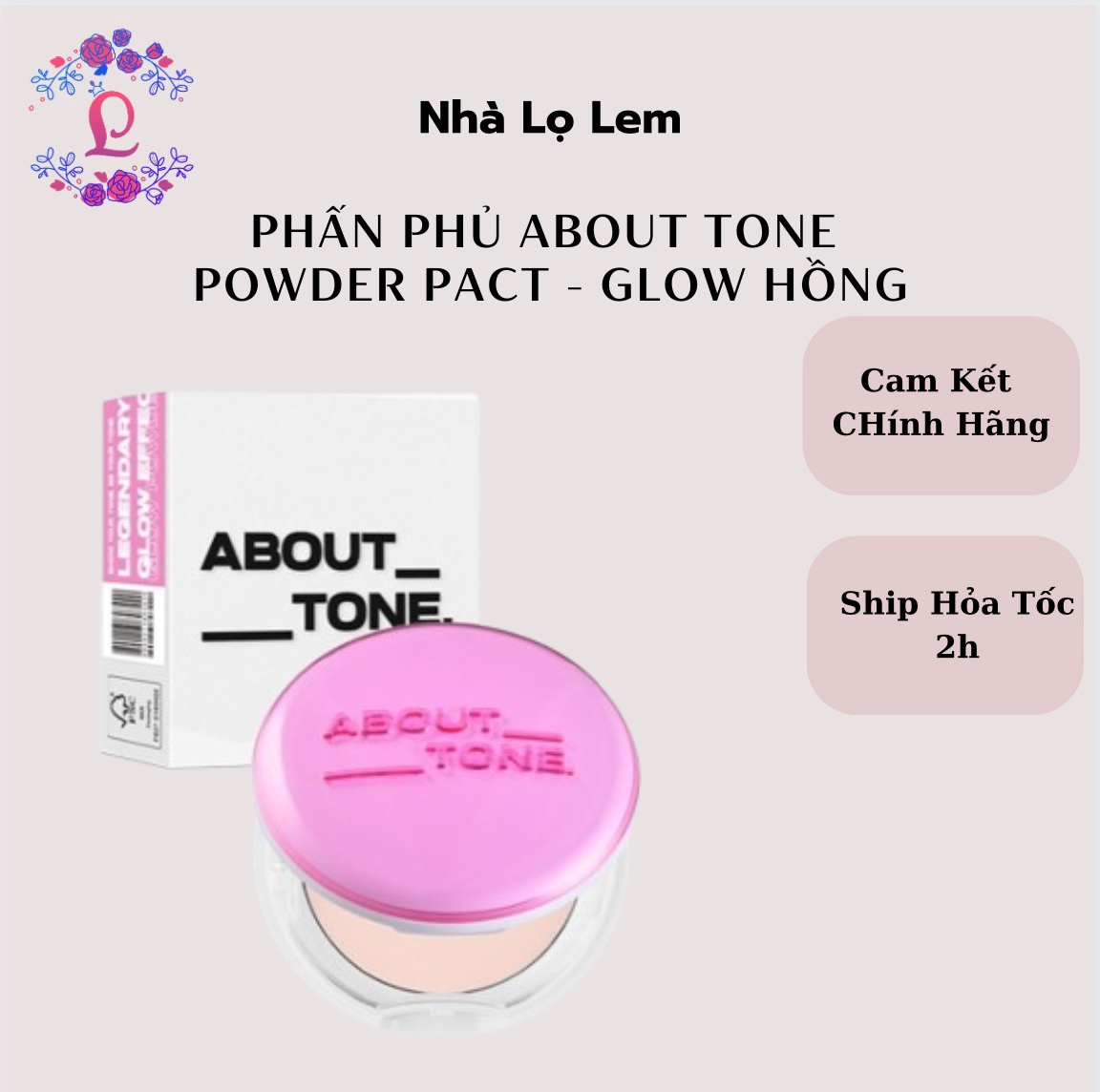 PHẤN PHỦ ABOUT TONE POWDER PACT - GLOW HỒNG