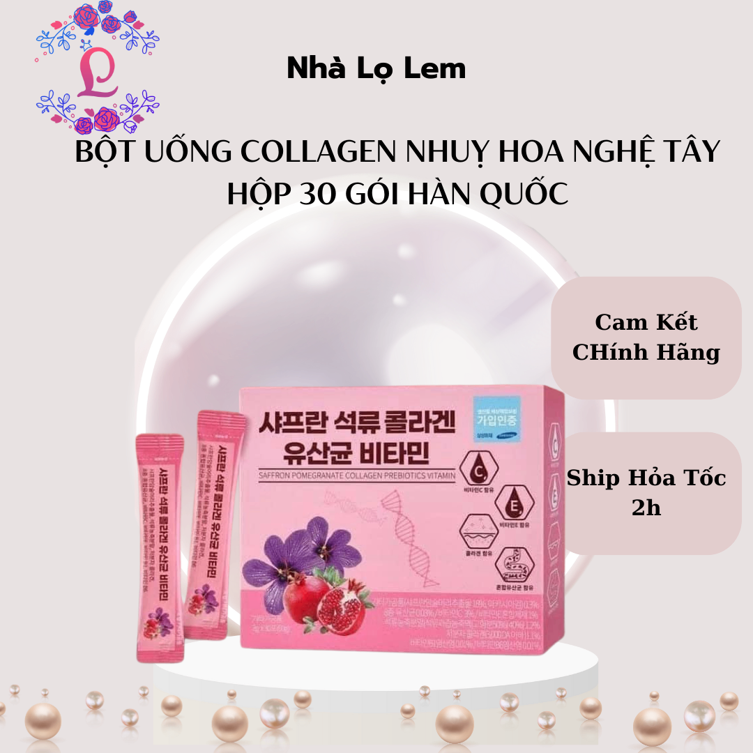 bột uống collagen nhuỵ hoa nghệ tây hộp 30 gói Hàn quốc