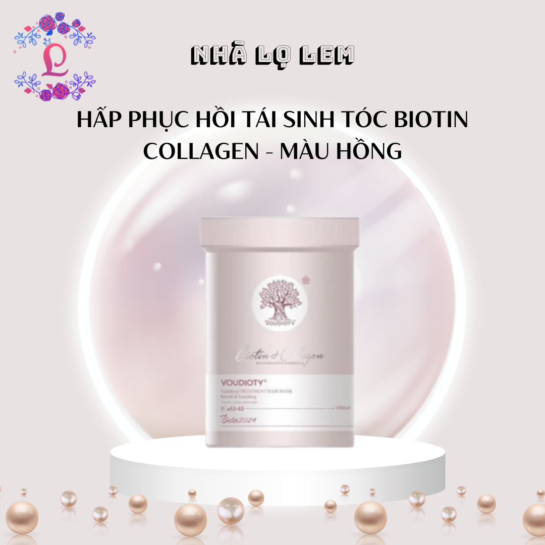 HẤP PHỤC HỒI TÁI SINH TÓC VOUDIOTY BIOTIN COLLAGEN - MÀU HỒNG