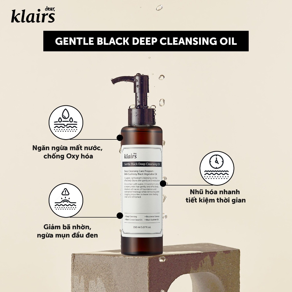 Dầu Tẩy Trang Klairs Gentle Black Deep Cleansing Oil 150ml