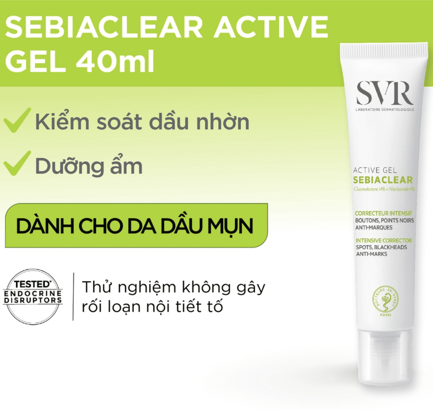 GEL Dưỡng Trị Mụn, Kiểm Soát Dầu SVR Sebiaclear Active gel