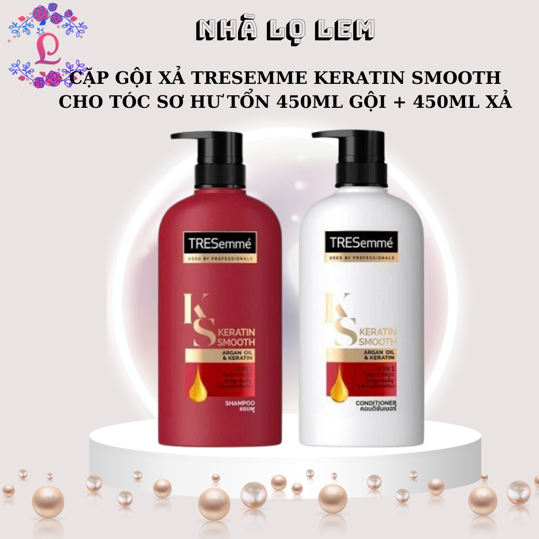 CẶP GỘI XẢ TRESEMME KERATIN SMOOTH CHO TÓC SƠ HƯ TỔN 450ML GỘI + 450ML XẢ