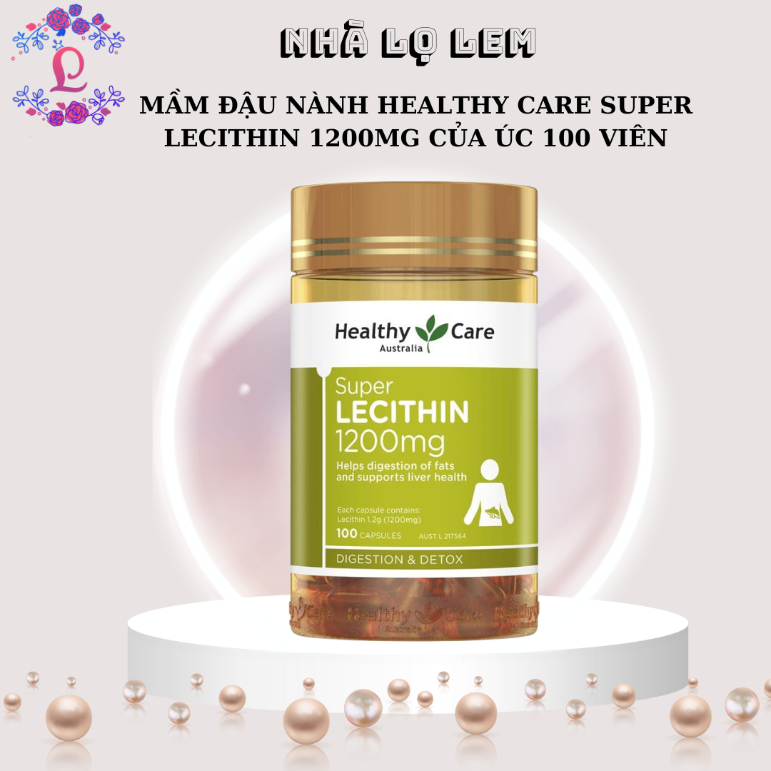 Mầm đậu nành Healthy Care Super Lecithin 1200mg của Úc 100 viên