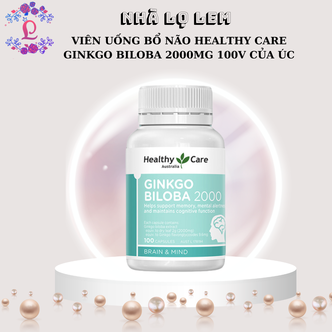 Viên uống bổ não heathy care GINKGO BILOBA 2000mg 100v của Úc