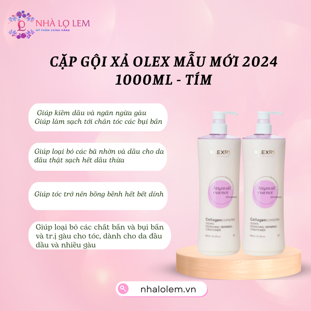 GỘI/XẢ OLEX MẪU MỚI 2024 1000ML - TÍM