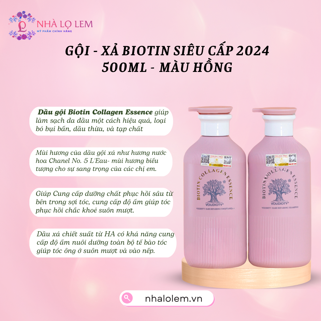 GỘI - XẢ BIOTIN SIÊU CẤP 2024 500ML - HỒNG PHỤC HỒI