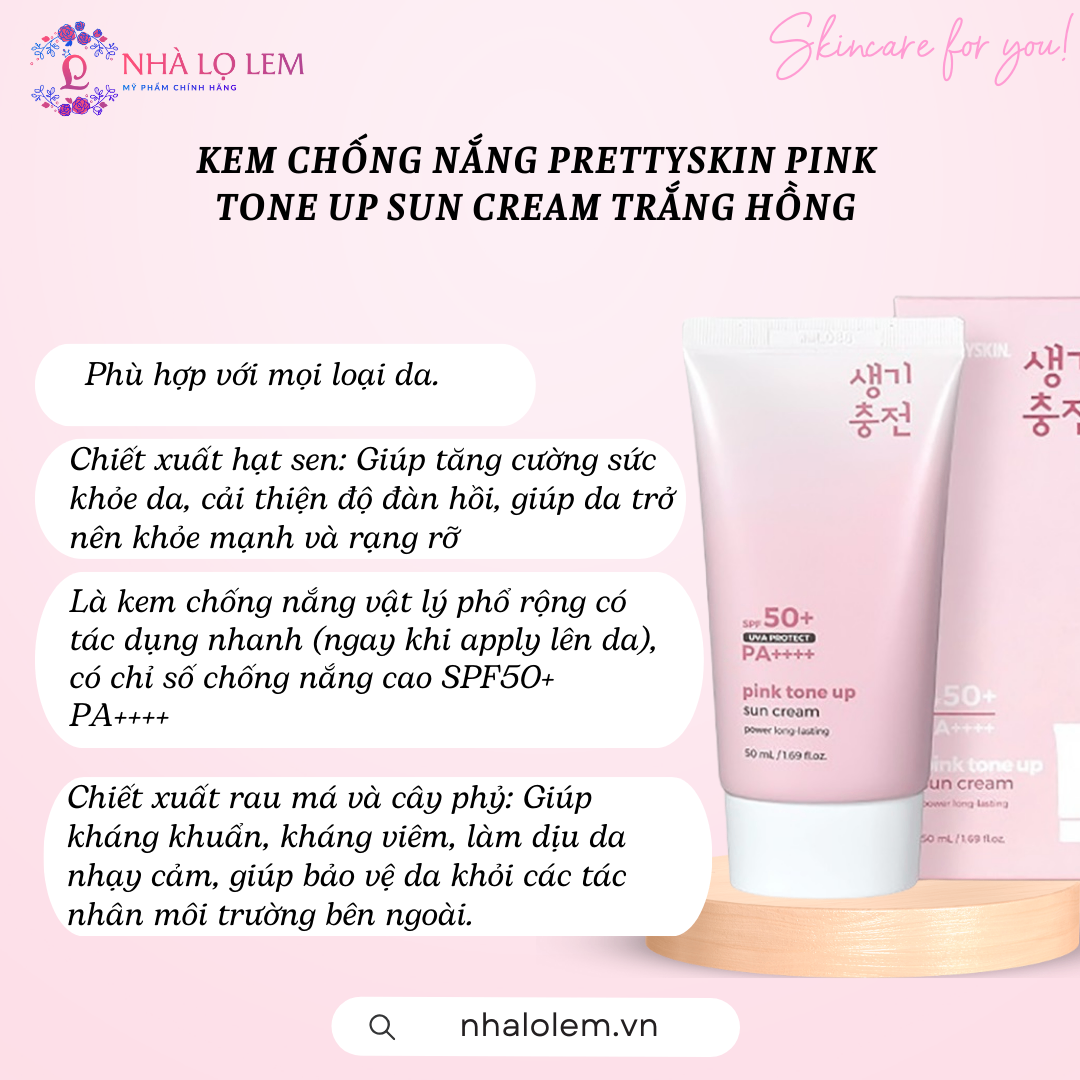 Kem chống nắng PRETTYSKIN 50ml - PINK TONE UP