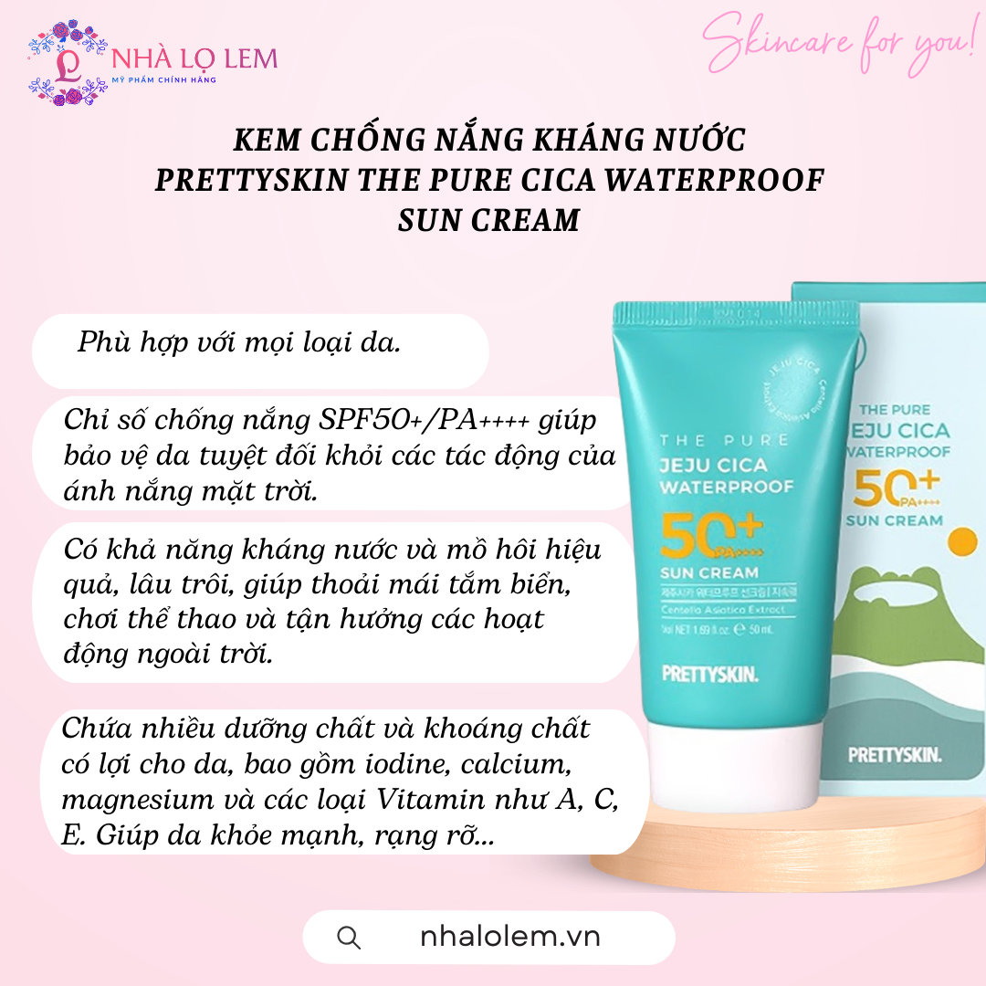 Kem chống nắng PRETTYSKIN 50ml - The Pure Cica Waterproof