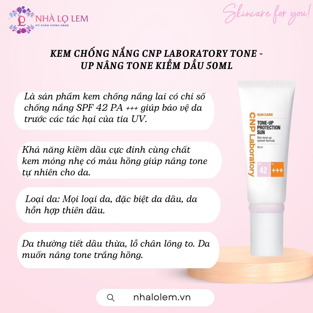 kem chống nắng CNP laboratory TONE - UP nâng tone kiềm dầu 50ml