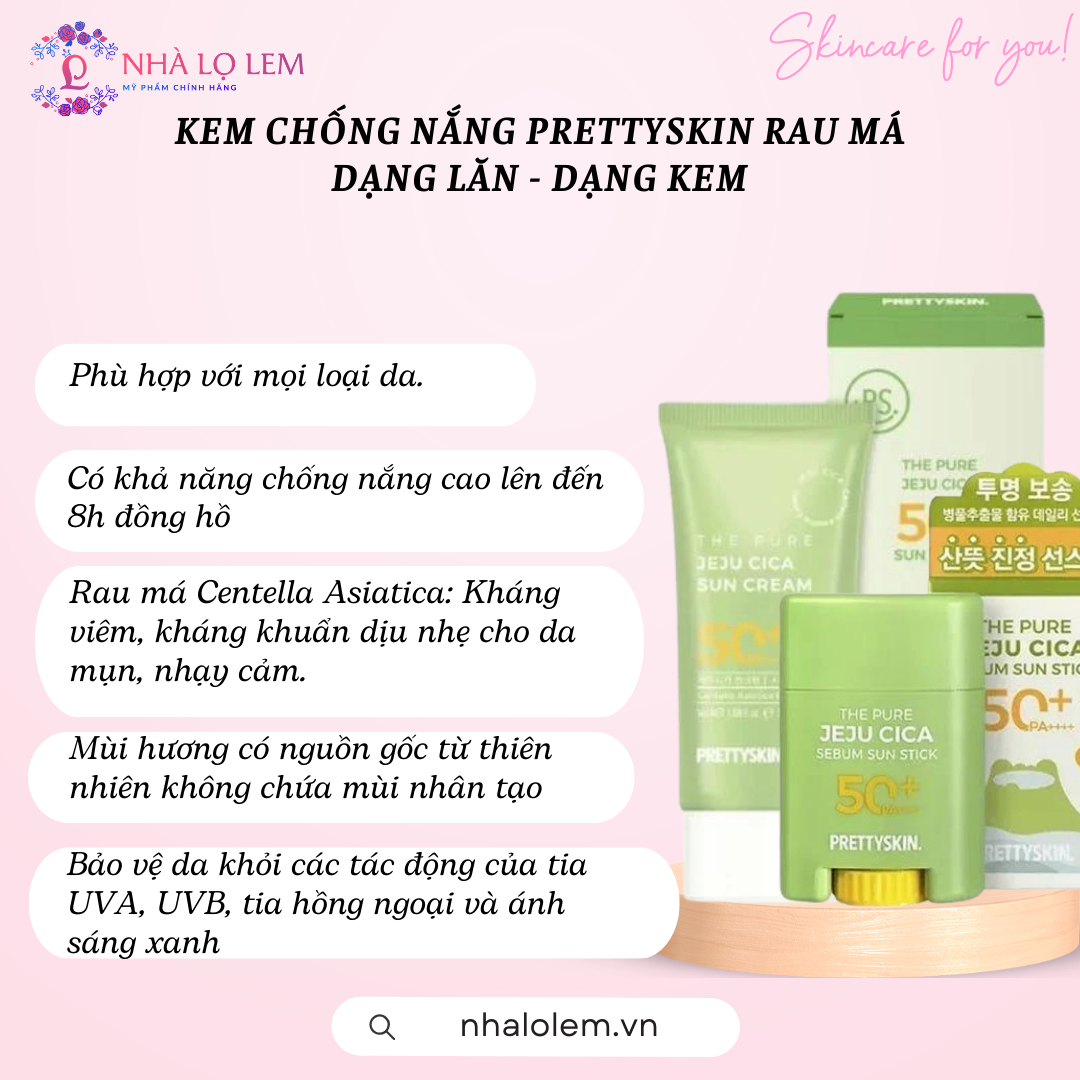 Kem chống nắng PRETTYSKIN The Pure Jeju Cica (dạng lăn)