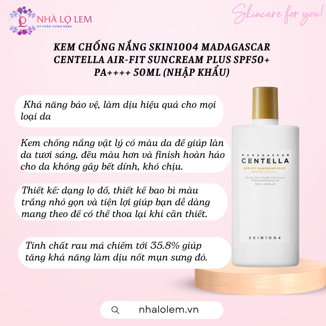 KEM CHỐNG NẮNG SKIN1004 MADAGASCAR CENTELLA AIR-FIT SUNCREAM PLUS SPF50+ PA++++ 50ML (nhập khẩu)