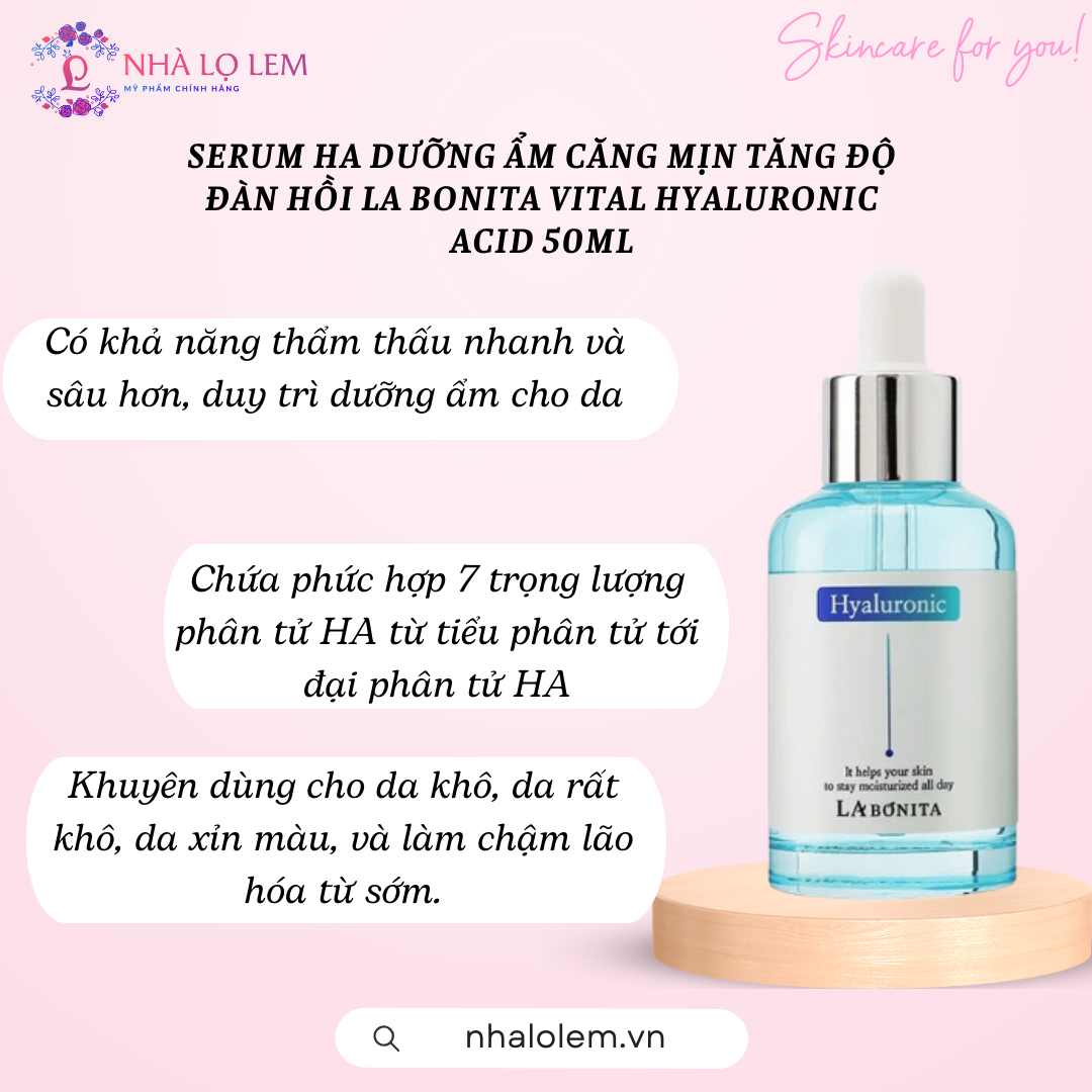 SERUM HA DƯỠNG ẨM CĂNG MỊN TĂNG ĐỘ ĐÀN HỒI LA BONITA VITAL HYALURONIC ACID 50ML