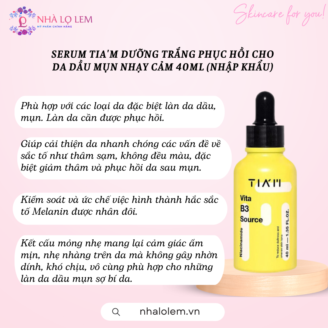 SERUM TIA'M DƯỠNG TRẮNG PHỤC HỒI CHO DA DẦU MỤN NHẠY CẢM  40ML (nhập khẩu)