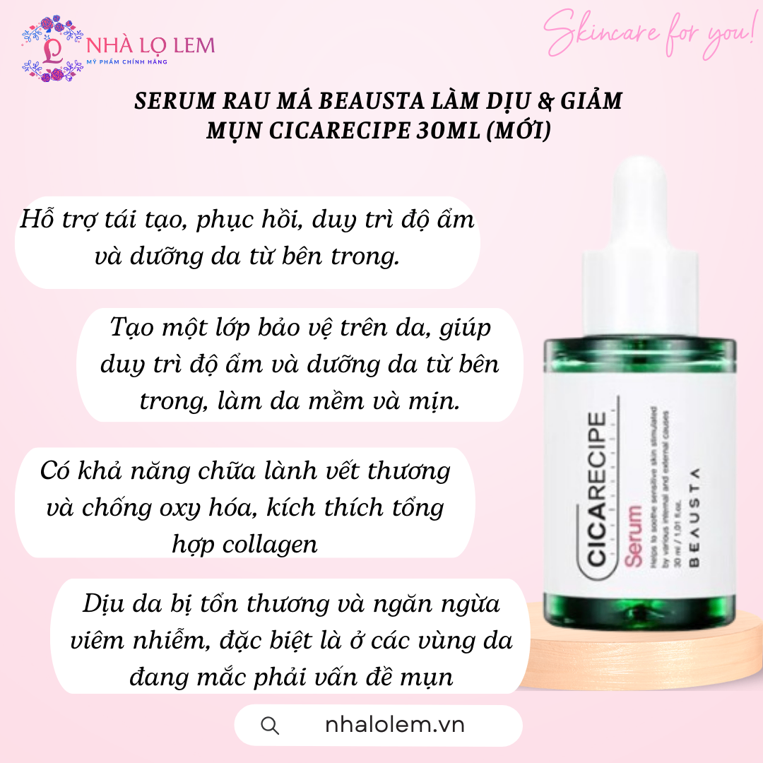 SERUM RAU MÁ BEAUSTA LÀM DỊU & GIẢM MỤN CICARECIPE 30ML (MỚI)