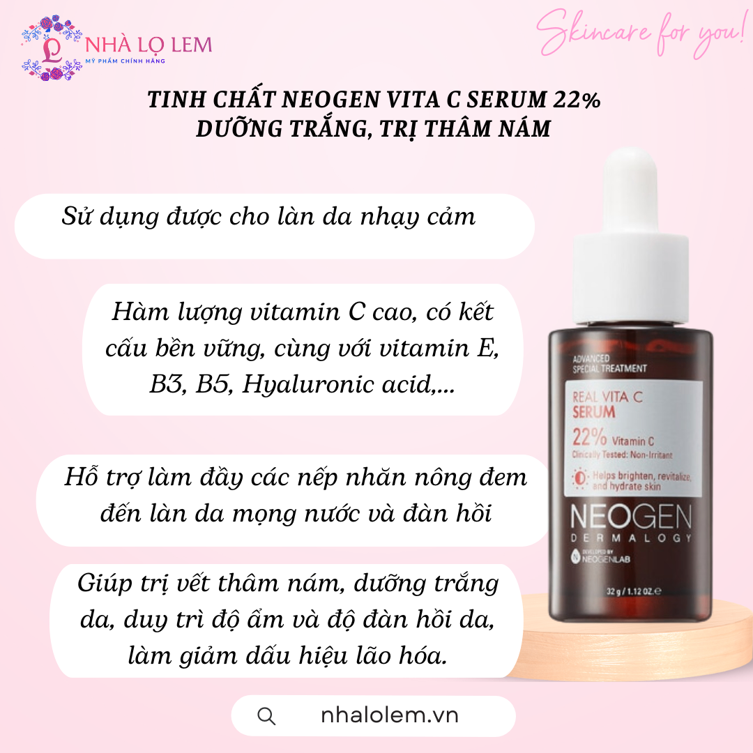 Tinh chất Neogen Vita C Serum 22% dưỡng trắng, trị thâm nám