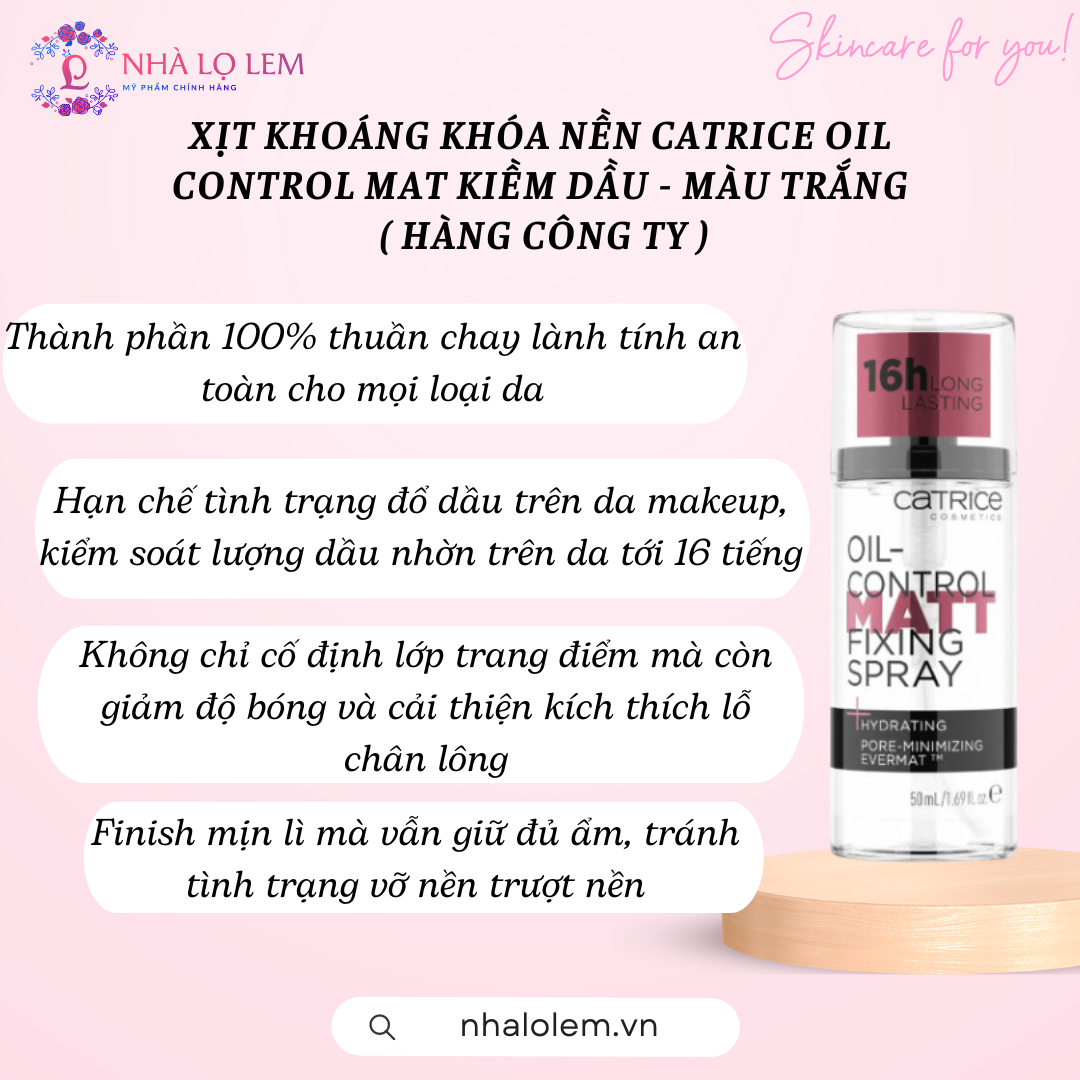 XỊT KHOÁNG KHÓA NỀN CATRICE OIL CONTROL MAT KIỀM DẦU - MÀU TRẮNG ( HÀNG CÔNG TY )