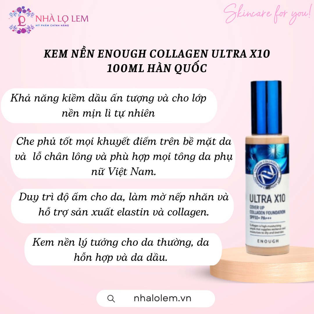 KEM NỀN ENOUGH COLLAGEN ULTRA X10 100ML HÀN QUỐC