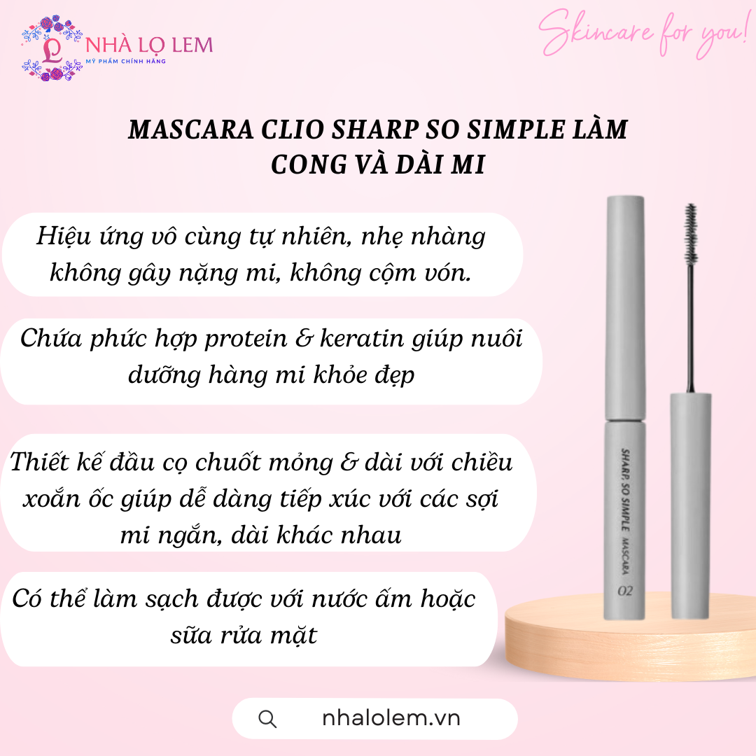 MASCARA CLIO SHARP SO SIMPLE LÀM CONG VÀ DÀI MI