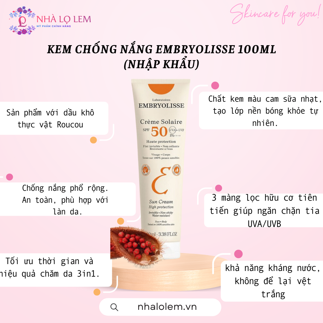 KEM CHỐNG NẮNG EMBRYOLISSE 100ML (nhập khẩu)