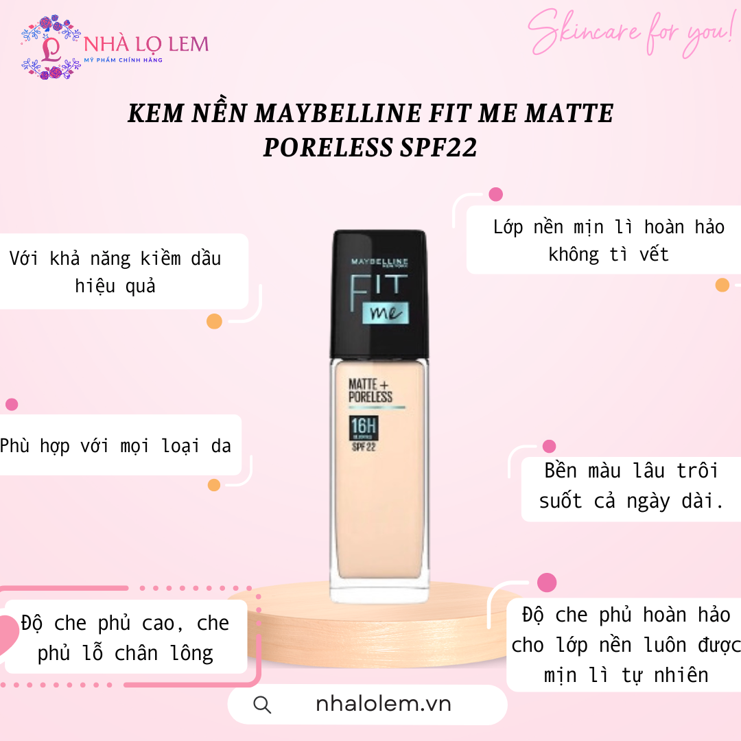 KEM NỀN MAYBELLINE FIT ME MATTE PORELESS SPF22