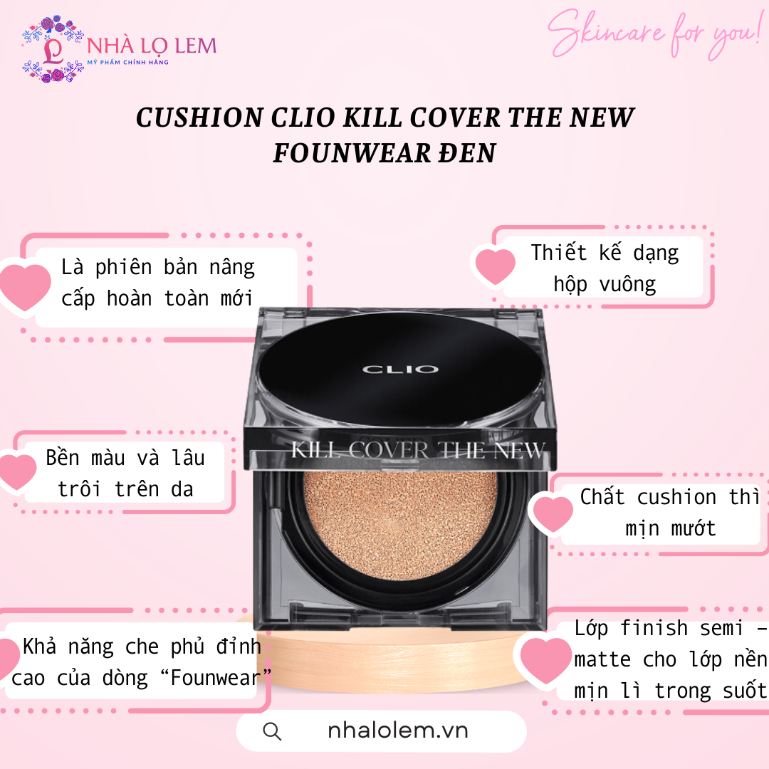 CUSHION CLIO KILL COVER THE NEW FOUNWEAR ĐEN