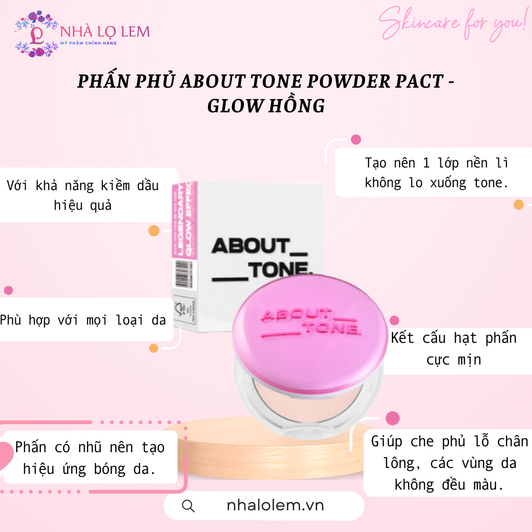 PHẤN PHỦ ABOUT TONE POWDER PACT - GLOW HỒNG