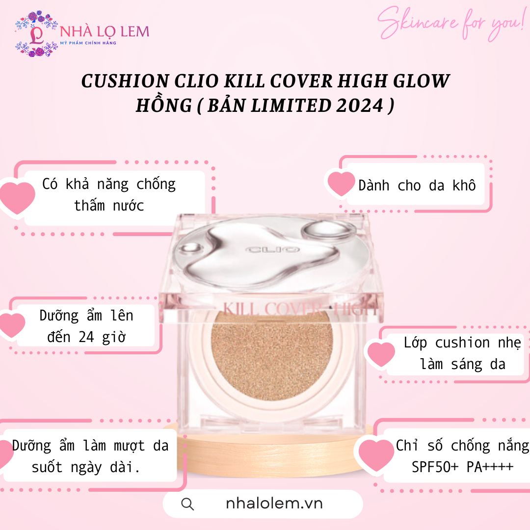 CUSHION CLIO KILL COVER HIGH GLOW HỒNG ( BẢN LIMITED 2024 )