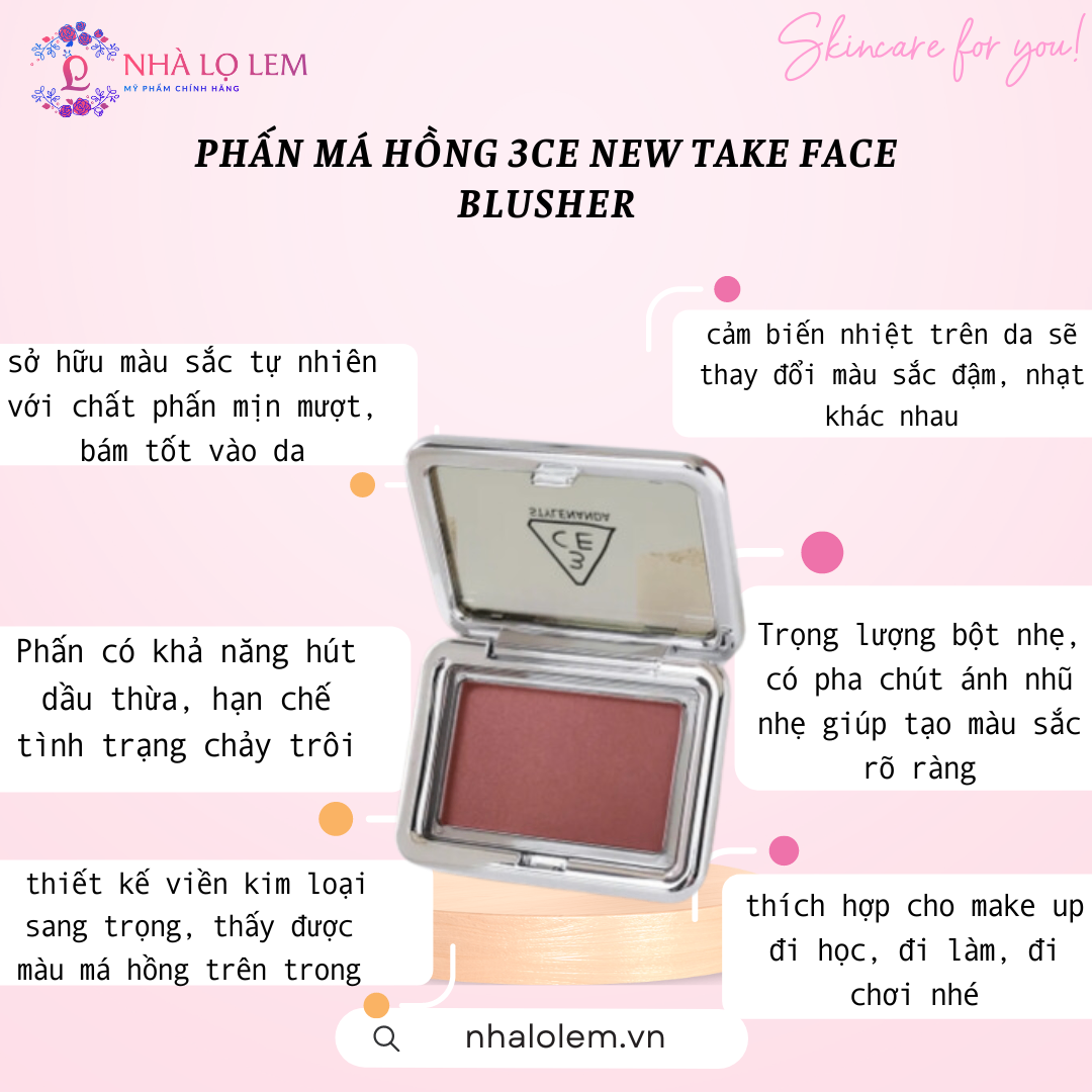 PHẤN MÁ HỒNG 3CE NEW TAKE FACE BLUSHER