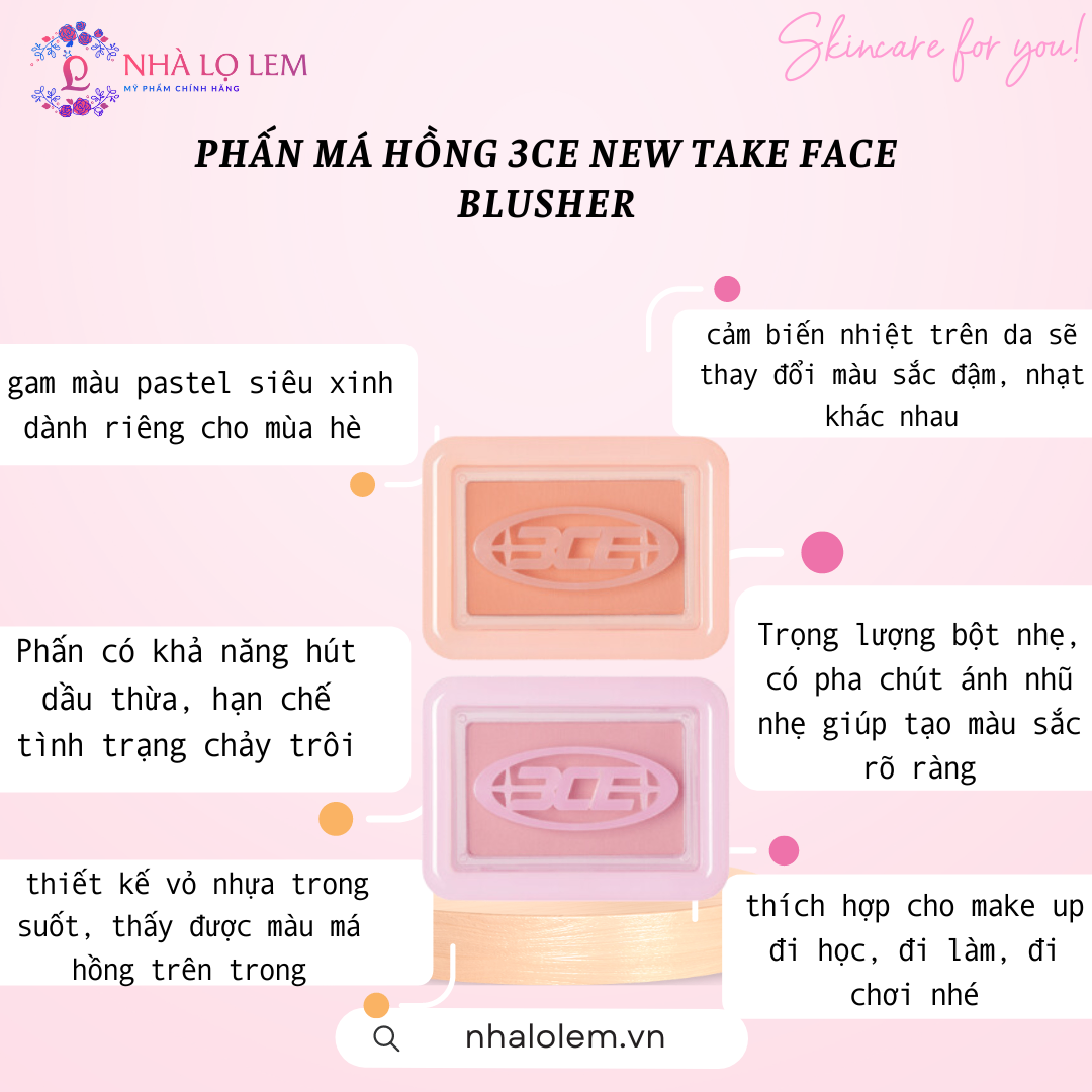 PHẤN MÁ HỒNG 3CE NEW TAKE FACE BLUSHER