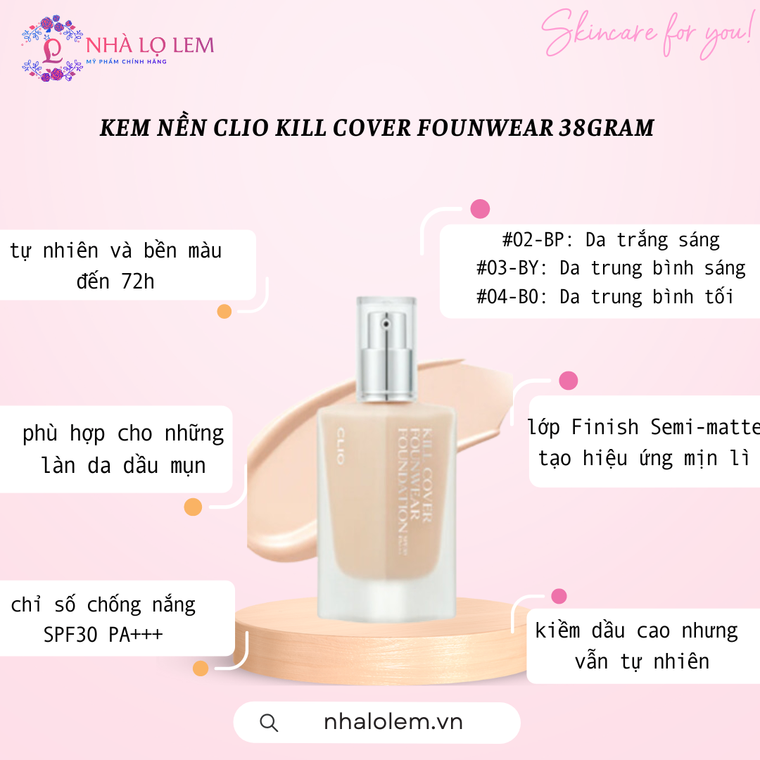 KEM NỀN CLIO KILL COVER FOUNWEAR 38GRAM