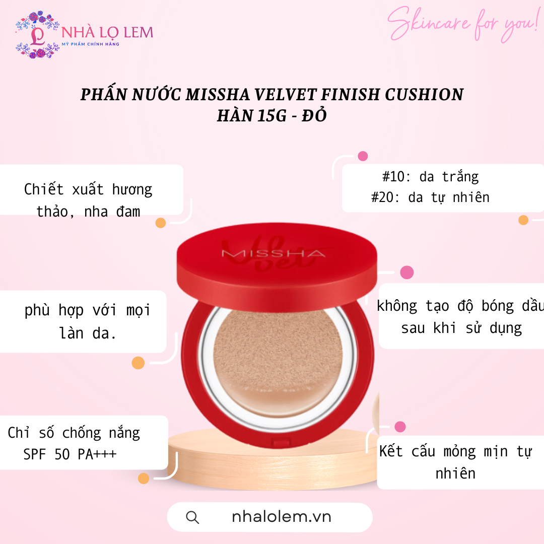 PHẤN NƯỚC MISSHA VELVET FINISH CUSHION HÀN 15G - ĐỎ