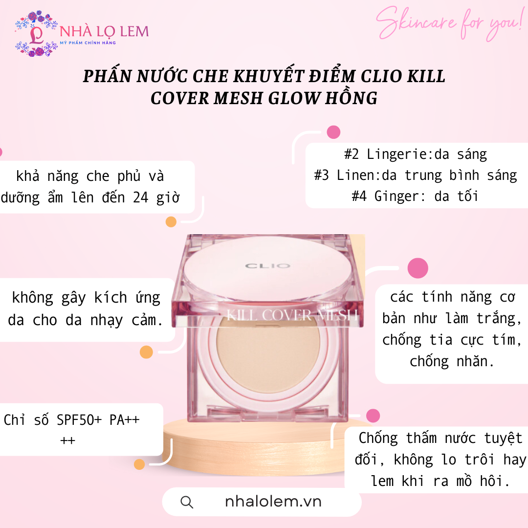 PHẤN NƯỚC CHE KHUYẾT ĐIỂM CLIO KILL COVER MESH GLOW HỒNG