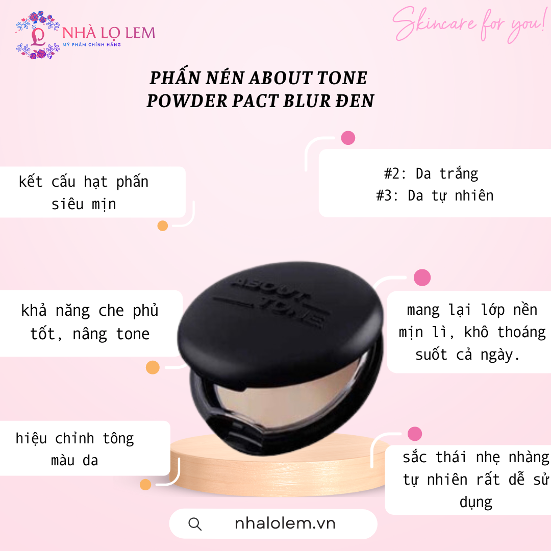 PHẤN NÉN ABOUT TONE POWDER PACT BLUR ĐEN