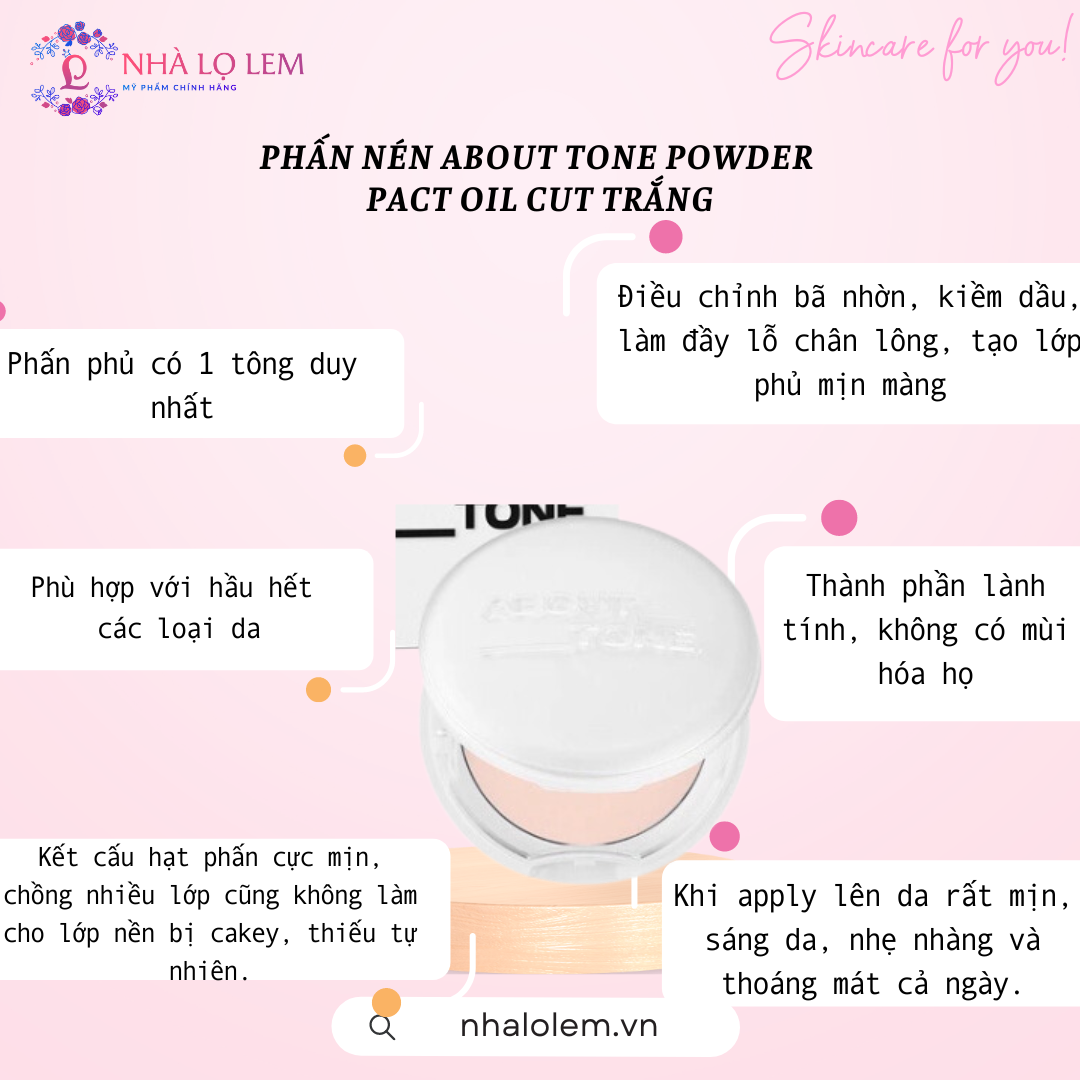 PHẤN NÉN ABOUT TONE POWDER PACT OIL CUT TRẮNG