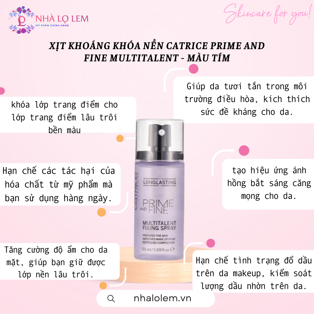 XỊT KHOÁNG KHÓA NỀN CATRICE PRIME AND FINE MULTITALENT - MÀU TÍM