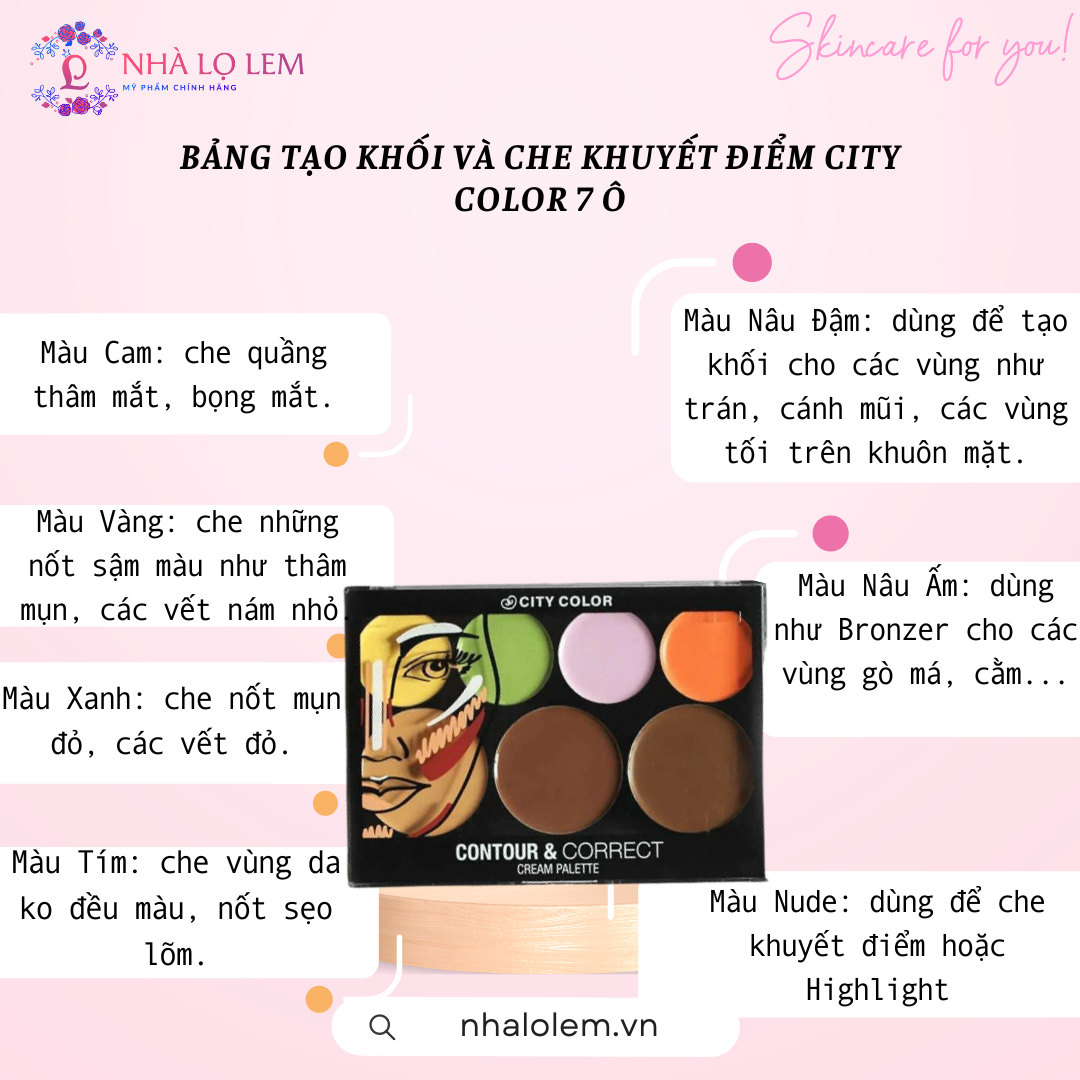 BẢNG TẠO KHỐI VÀ CHE KHUYẾT ĐIỂM CITY COLOR 7 Ô