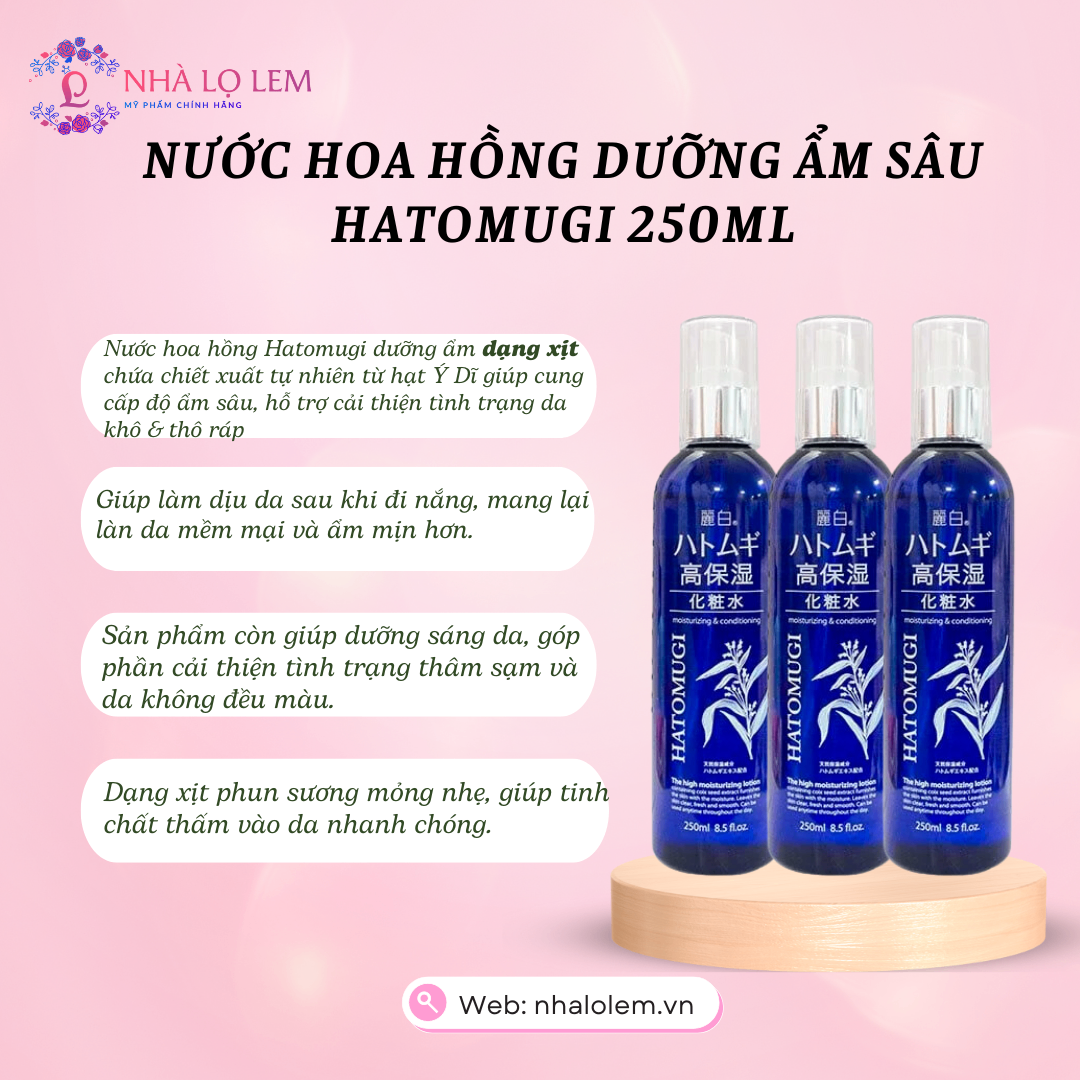 NƯỚC HOA HỒNG DƯỠNG ẨM SÂU HATOMUGI 250ML