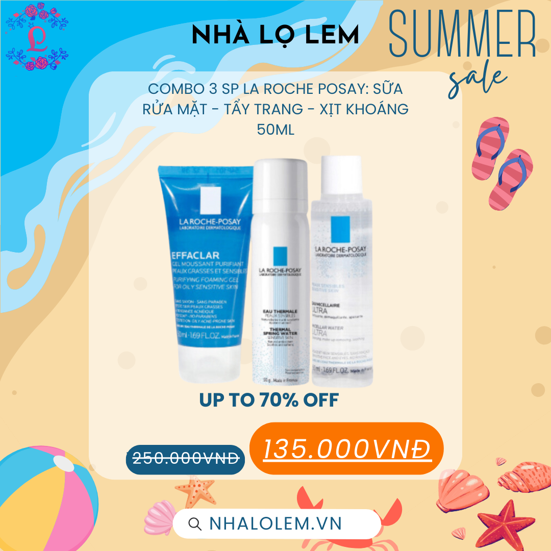 COMBO 3 SP LA ROCHE POSAY: SỮA RỬA MẶT - TẨY TRANG - XỊT KHOÁNG 50ML