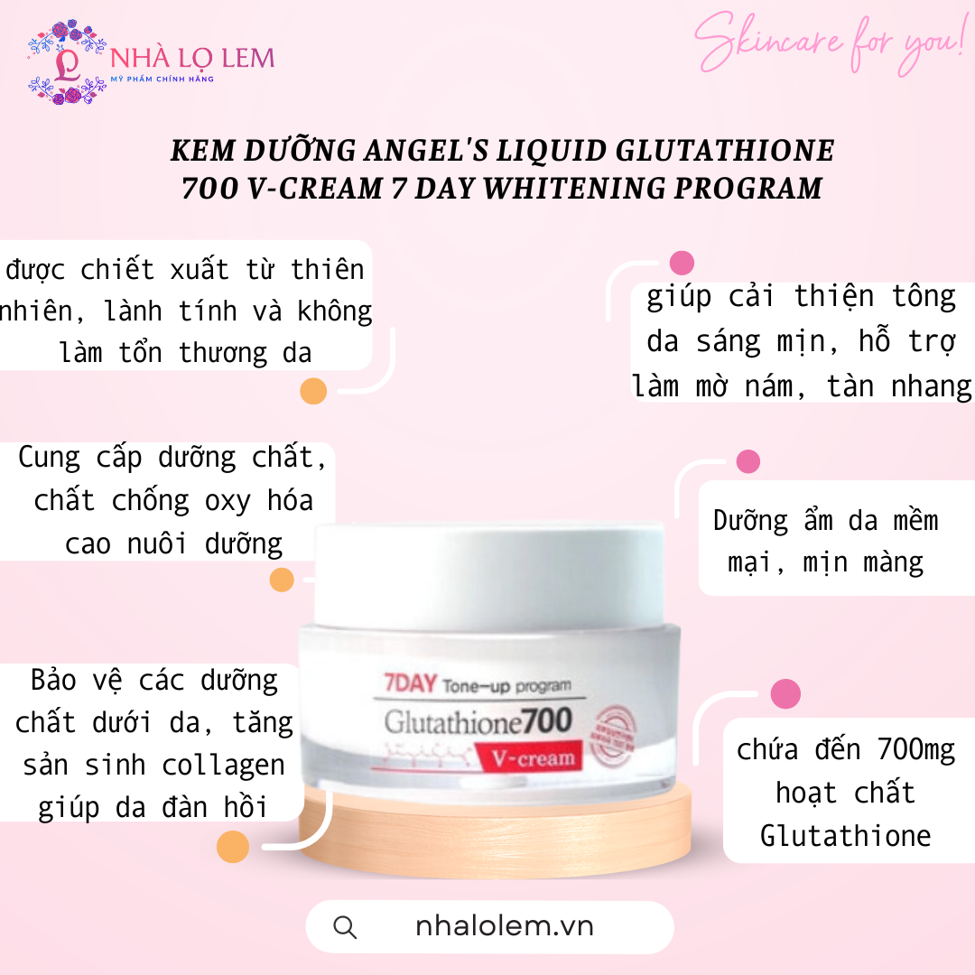 KEM DƯỠNG ANGEL''S LIQUID GLUTATHION 700 V-CREAM 7DAY WHITENING PROGRAM