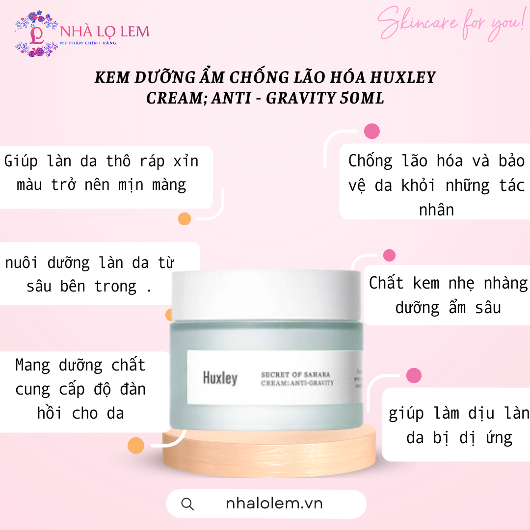 KEM DƯỠNG ẨM CHỐNG LÃO HÓA HUXLEY CREAM; ANTI - GRAVITY 50ML