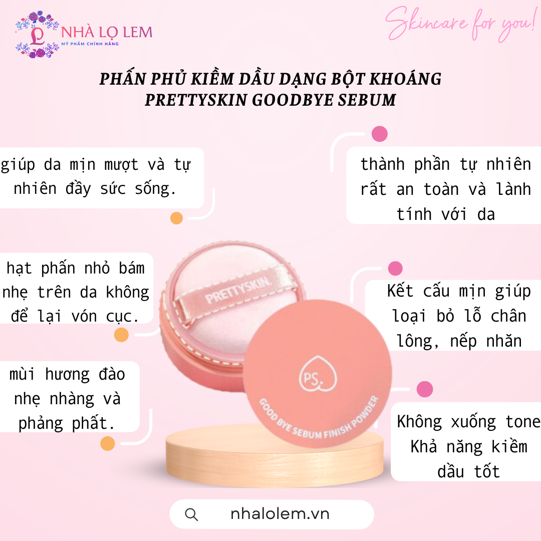 Phấn phủ bột PRETTYSKIN Skin Goodbye Sebum