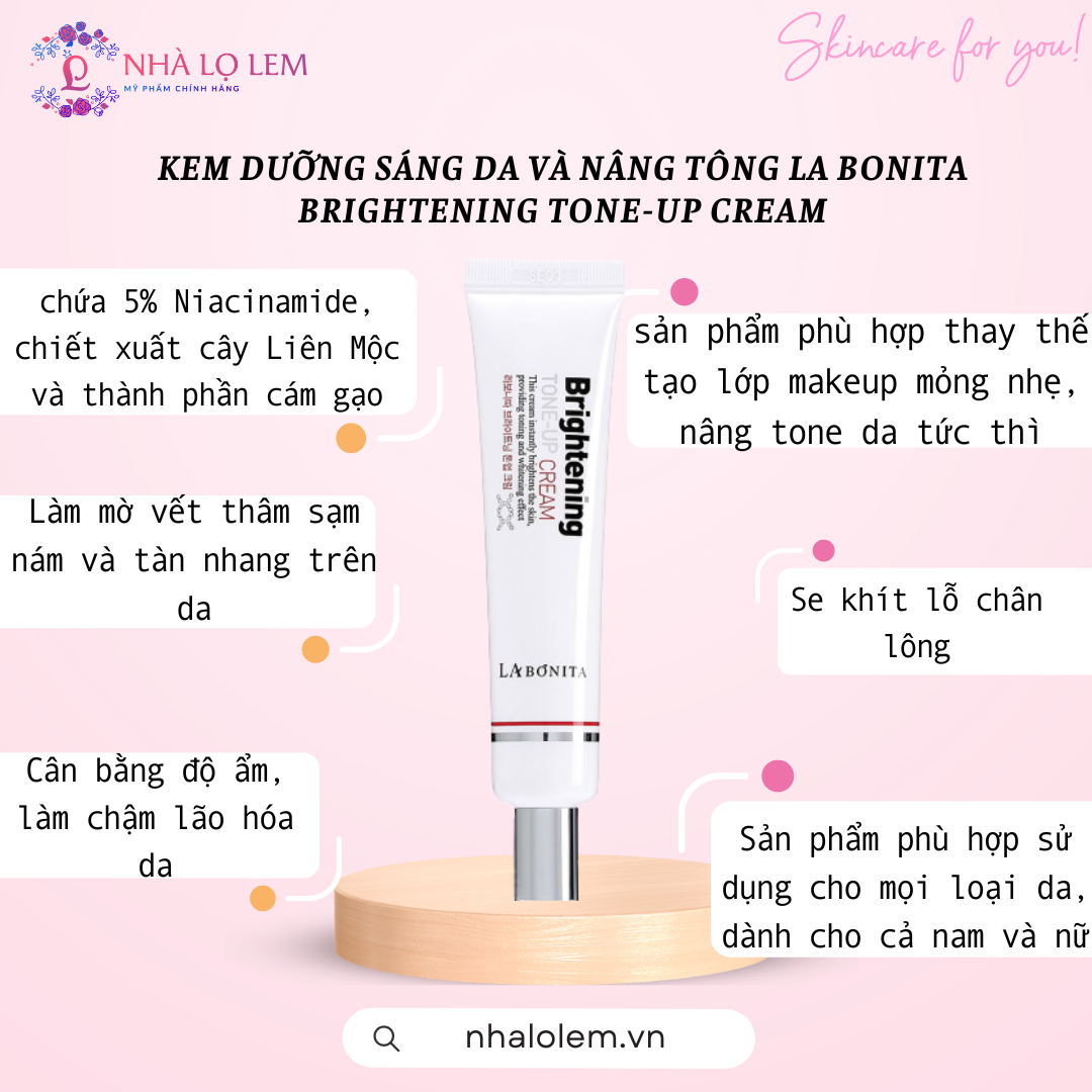 KEM DƯỠNG SÁNG DA VÀ NÂNG TÔNG LA BONITA BRIGHTENING TONE-UP CREAM