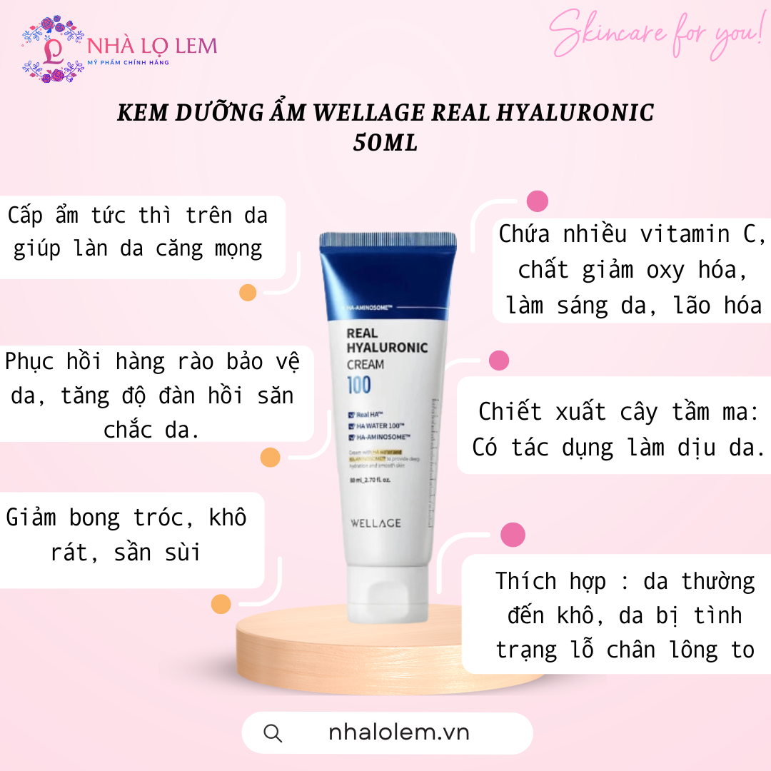 Kem dưỡng WELLAGE 50ml - Hyaluronic (xanh dương)