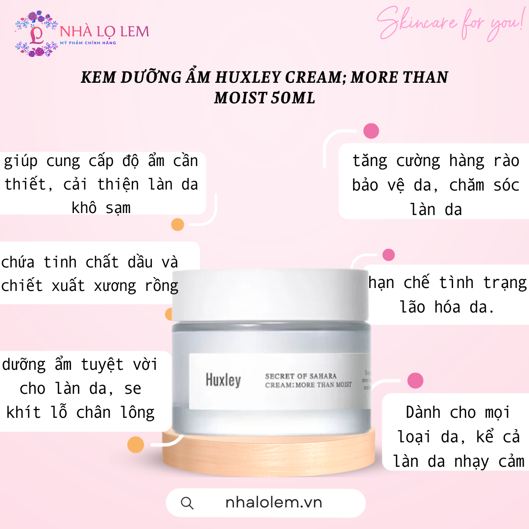 KEM DƯỠNG ẨM HUXLEY CREAM; MORE THAN MOIST 50ML