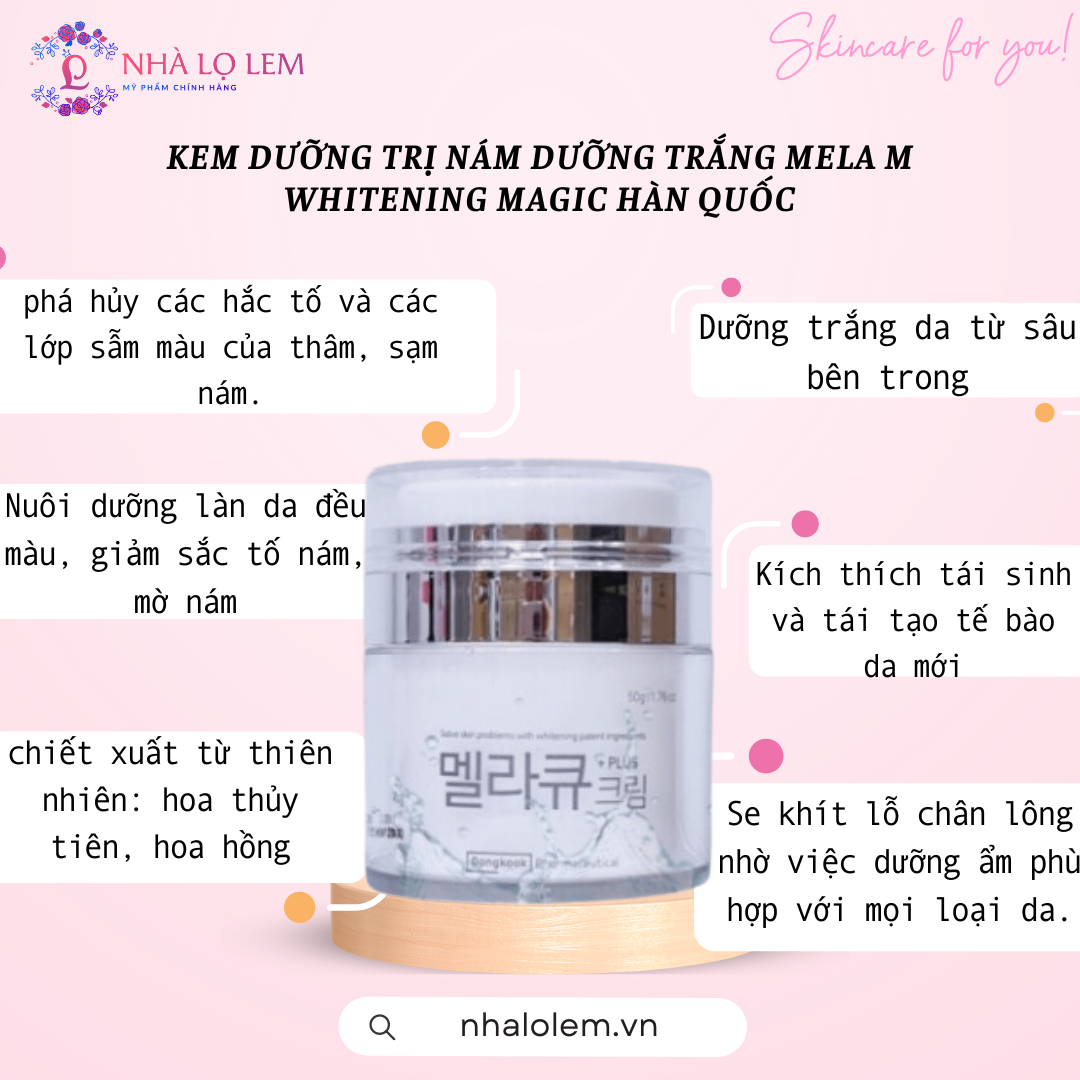 KEM DƯỠNG TRỊ NÁM DƯỠNG TRẮNG MELA M WHITENING MAGIC HÀN QUỐC