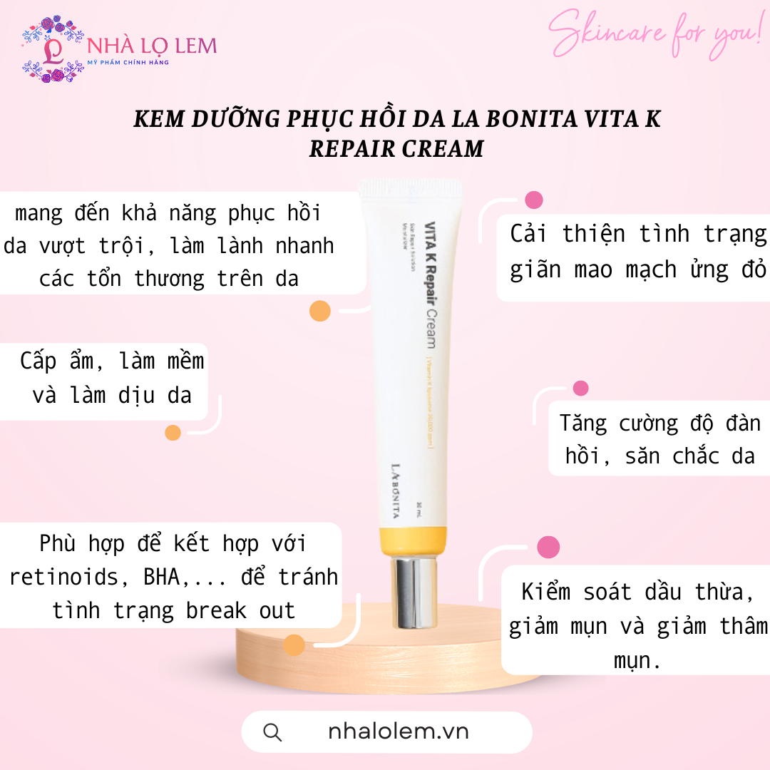 KEM DƯỠNG PHỤC HỒI DA LA BONITA VITA K REPAIR CREAM