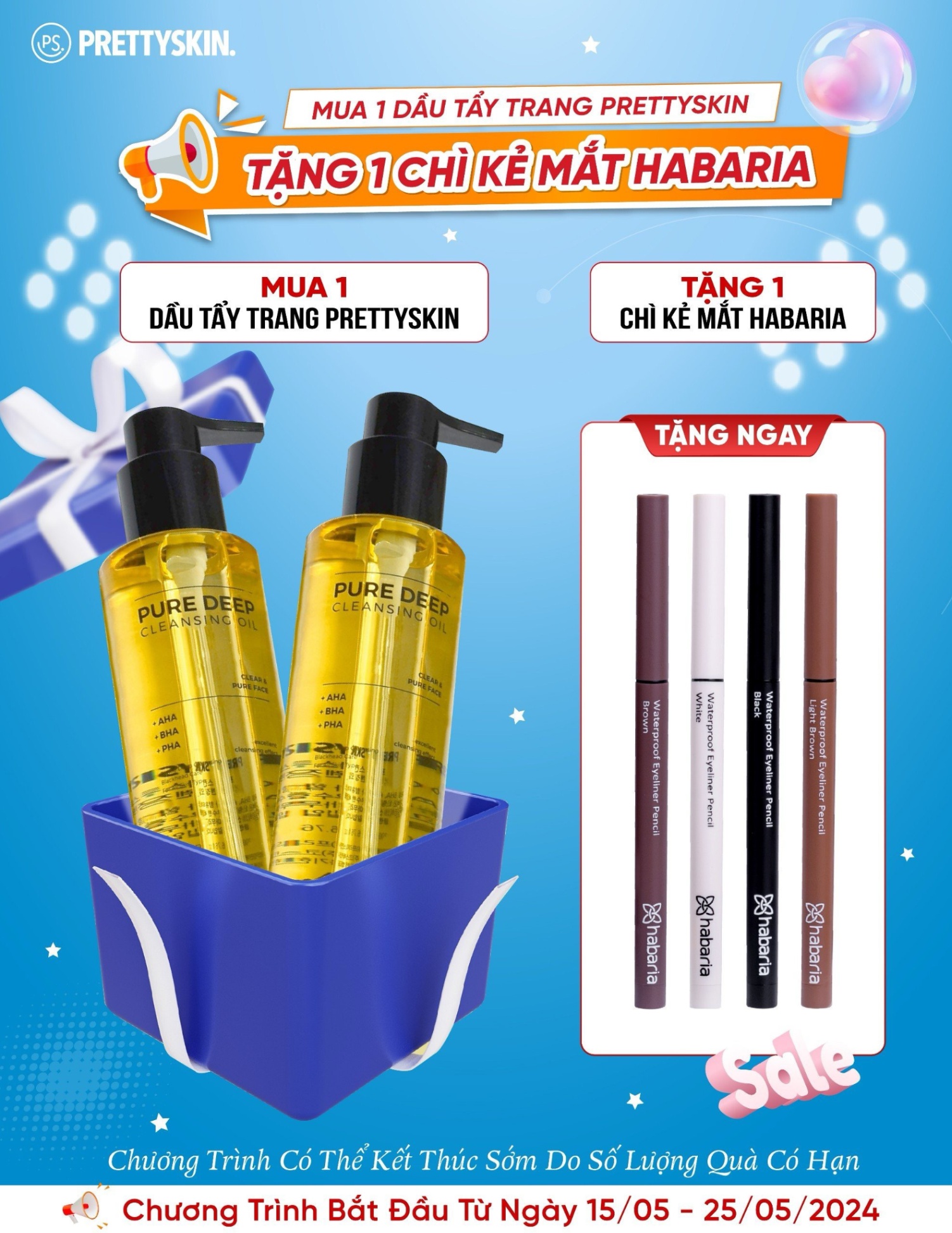 Dầu tẩy trang PRETTYSKIN - AHA/BHA/PHA